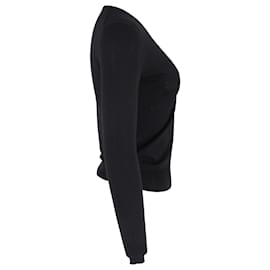 Yves Saint Laurent-Suéter con cuello en V de Saint Laurent en lana negra-Negro