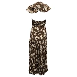 Michael Kors-Michael Kors Open-Back Midi Dress in Brown Floral Print Silk-Other