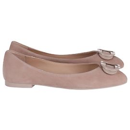 Stuart Weitzman Ballerines en Daim Crème Blanc Écru