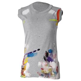 Dolce & Gabbana-Dolce & Gabbana Limited Edition Hand Painted Top in Grey Cotton-Grey