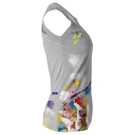 Dolce & Gabbana-Dolce & Gabbana Limited Edition Hand Painted Top in Grey Cotton-Grey