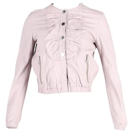 Mulberry-Mulberry Ruffled Jacket in Cream Leather-White,Cream