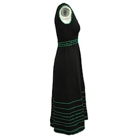 Maje-Maje Robe Mi-Longue Tricotée Avec Passepoil Coloré en Polyester Viscose Noir-Noir