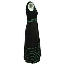 Maje-Vestido midi de punto con ribetes de colores en viscosa de poliéster negra de Maje-Negro