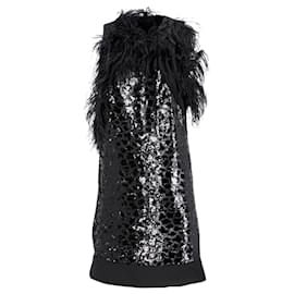 Hugo Boss-Boss Sequined Sleeveless Dress in Black Viscose-Black