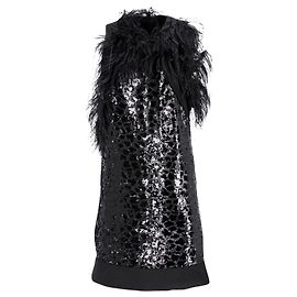 Hugo Boss Robe sans manches à sequins Boss en viscose noire Noir