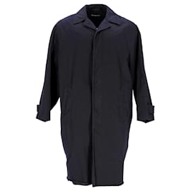 Balenciaga-Balenciaga Knee-Length Carcoat in Navy Cotton-Blue,Navy blue