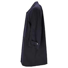 Balenciaga-Balenciaga Knee-Length Carcoat in Navy Cotton-Blue,Navy blue