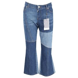 Vaqueros de campana en algodón azul con paneles de Alexander McQueen Azul