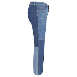 Alexander Mcqueen-Alexander McQueen Panelled Kick Flare Jeans in Blue Cotton-Blue