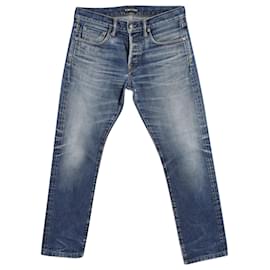 Tom Ford-Tom Ford Jeans mit geradem Bein und verblasstem Bein aus blauem Baumwolldenim-Blau