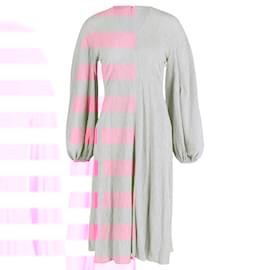 Autre Marque-Stine Goya Puffed Long Sleeve Midi Dress in Pink Lyocell-Pink