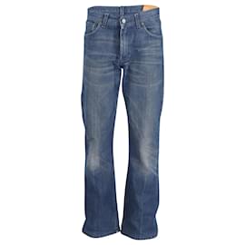Gucci-Gucci Regular Fit Washed Jeans in Light Blue Cotton-Blue,Light blue