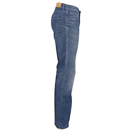 Gucci-Gucci Regular Fit Washed Jeans in Light Blue Cotton-Blue,Light blue