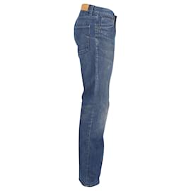 Gucci-Jeans Gucci Regular Fit Lavado em Algodão Azul Claro-Azul,Azul claro