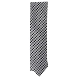 Prada-Cravatta Prada Vichy in cotone stampato bianco-Altro