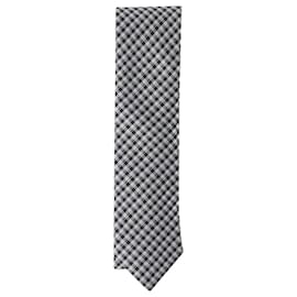 Gravata Prada Gingham em Algodão Estampado Branco Outro
