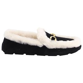 Stuart Weitzman Owen Buckle Driving Loafers in Black Suede Black