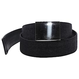 Prada-Cinturón con hebilla de logotipo de Prada en lana negra-Negro