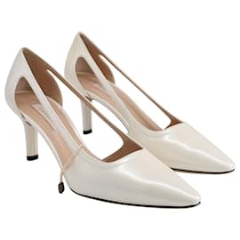 Casadei-Sapatos Casadei Shinelux em couro branco pérola-Branco