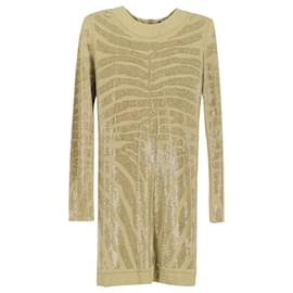 Balmain-Balmain Embellished Mini Dress in Gold Polyester-Golden