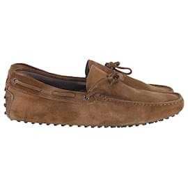 Tod's-Tod's Gommino Driving Loafers in Brown Suede-Brown