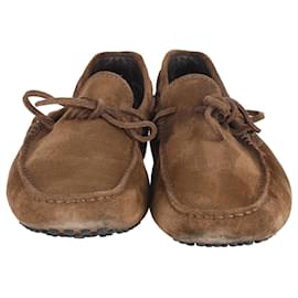 Tod's-Tod's Gommino Driving Loafers in Brown Suede-Brown