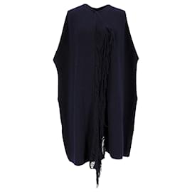 Stella Mc Cartney-Suéter Stella McCartney com detalhes em malha canelada e detalhes em lã azul marinho-Azul,Azul marinho