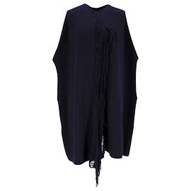 Stella Mc Cartney Stella McCartney Rippstrick-Pullover mit Fransen aus marineblauer Wolle Blau Marineblau