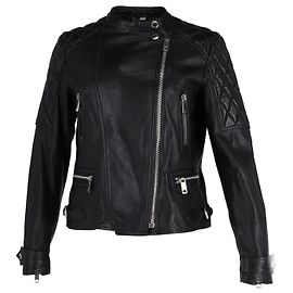 Burberry Brit Biker Jacket in Black Lambskin Leather Black