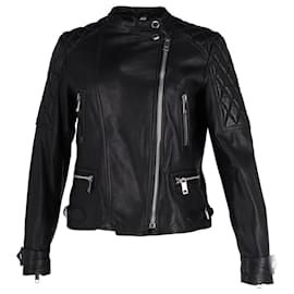 Burberry-Burberry Brit Biker Jacket in Black Lambskin Leather-Black