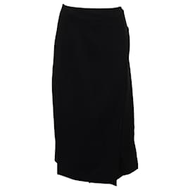 Theory-Theory Pleated Wrap Skirt in Black Crepe Polyester-Black