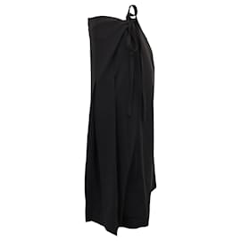 Theory-Theory Pleated Wrap Skirt in Black Crepe Polyester-Black