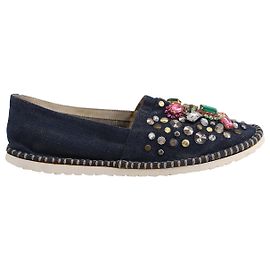 Casadei Slip-Ons adornados en denim de algodón azul Azul