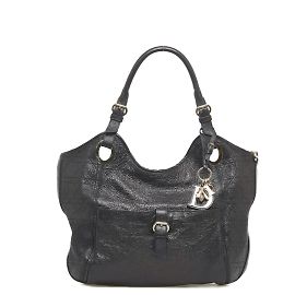 Dior Cannage Leder-Bienentasche Schwarz