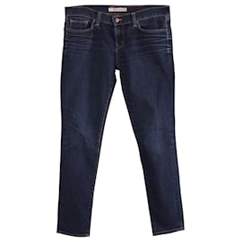 J Brand-J Brand Mid Rise Skinny Cut Jeans in Blue Cotton Denim-Blue