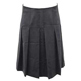 Valentino Garavani-Falda midi plisada Valentino en lana negra-Negro