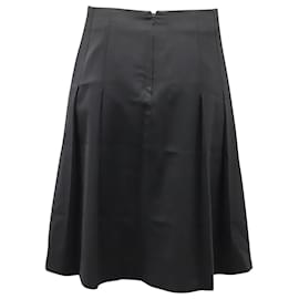 Valentino Garavani-Valentino Pleated Midi Skirt in Black Wool -Black