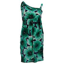 Love Moschino-Love Moschino One-Shoulder-Blumenkleid aus grüner Seide-Andere