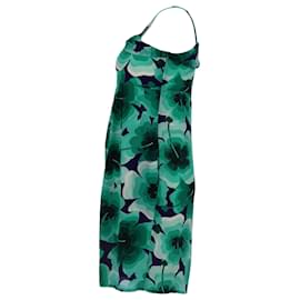 Love Moschino-Love Moschino Vestido ombro único floral em seda verde-Outro