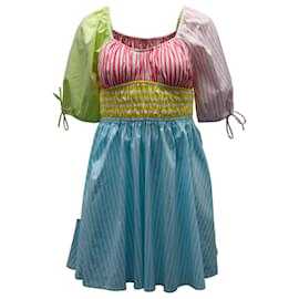 Staud-Staud Topsail Striped Colorblock Mini Dress en Coton Multicolore-Autre