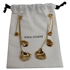 Autre Marque-Pendiente chapado en oro Ryan Storer Flores Muertas en metal dorado-Dorado