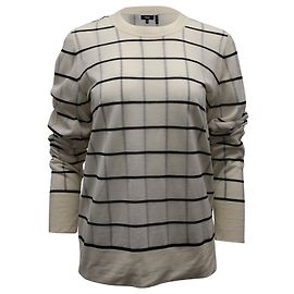 Theory Grid-Print-Pullover aus eierschalenweißer Wollmischung Braun Beige