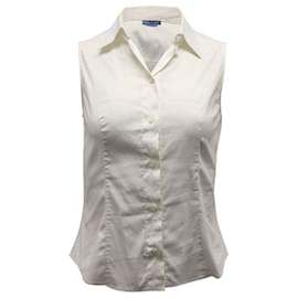 Prada-Prada Sleeveless Button Down Top in White Cotton-White