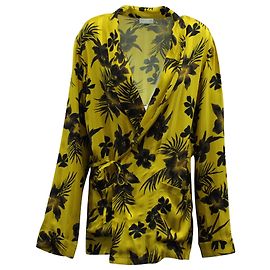 Dries Van Noten Camicetta floreale avvolgente in viscosa gialla Giallo