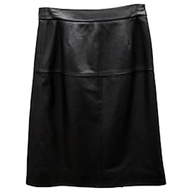 Coach-Coach Wrap Skirt in Black Lambskin Leather-Black