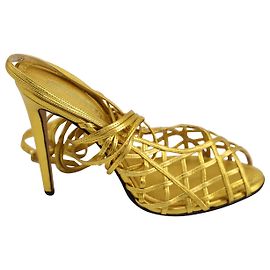 Emilio Pucci Caged Gladiator Sandals in Gold Leather Golden Metallic