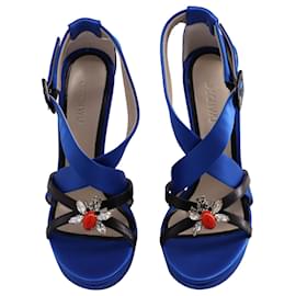 Jason Wu-Jason Wu Marisa Crystal Embellished Platform Sandals in Blue Satin-Blue