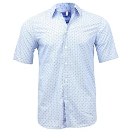 Jil Sander-Jil Sander Mini Skull Print Striped Short Sleeve Shirt in Blue Cotton-Blue