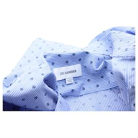Jil Sander-Camisa de manga corta a rayas con estampado de minicalaveras en algodón azul de Jil Sander-Azul
